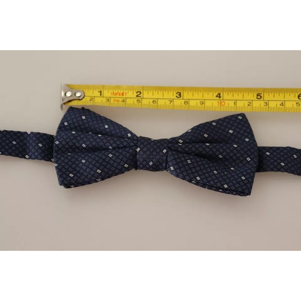 Dolce & Gabbana Blue Patterned Silk Adjustable Neck Bow Tie