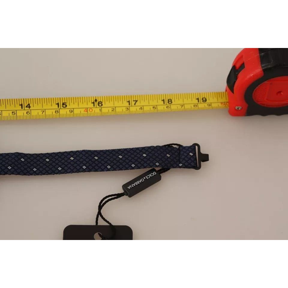 Dolce & Gabbana Blue Patterned Silk Adjustable Neck Bow Tie