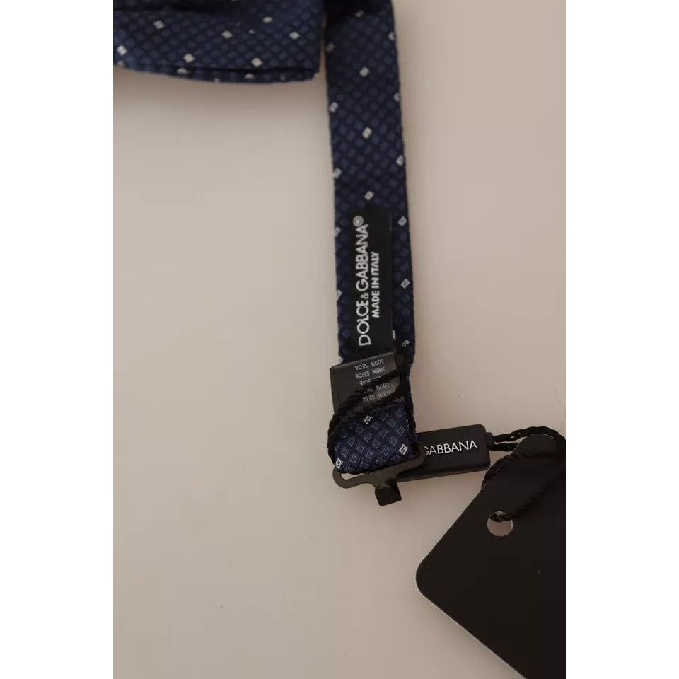 Dolce & Gabbana Blue Patterned Silk Adjustable Neck Bow Tie