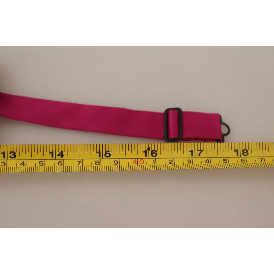 Dolce & Gabbana Pink 100% Silk Adjustable Neck Bow Tie