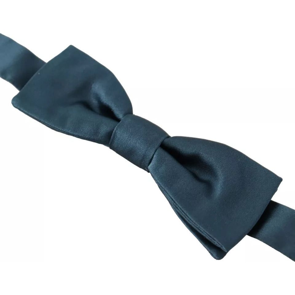 Dolce & Gabbana Blue 100% Silk Adjustable Neck Bow Tie
