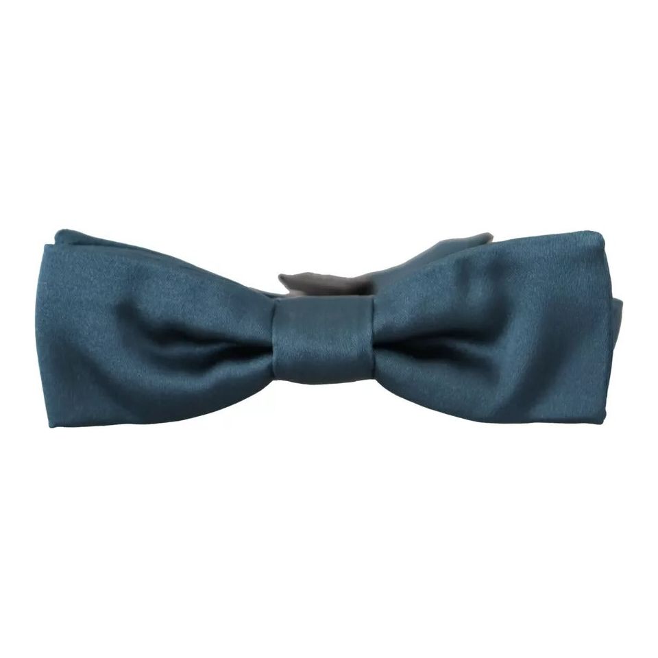 Dolce & Gabbana Blue 100% Silk Adjustable Neck Bow Tie
