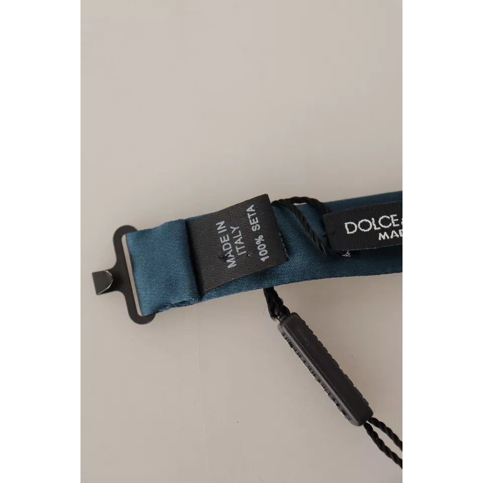 Dolce & Gabbana Blue 100% Silk Adjustable Neck Bow Tie