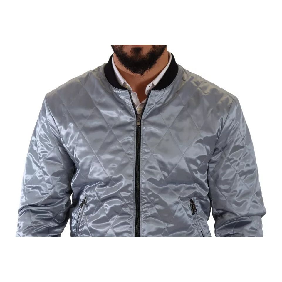 Dolce & Gabbana Light Blue Nylon Bomber Coat Jacket for Elevation