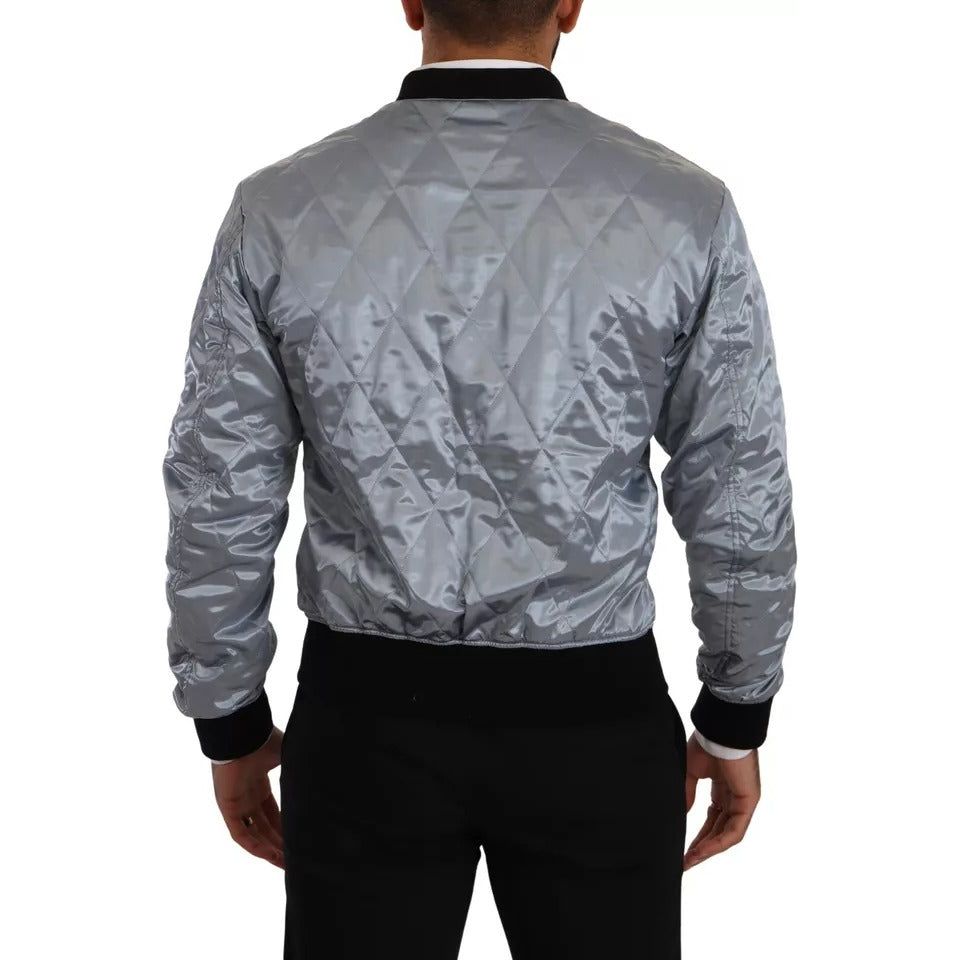 Dolce & Gabbana Light Blue Nylon Bomber Coat Jacket for Elevation