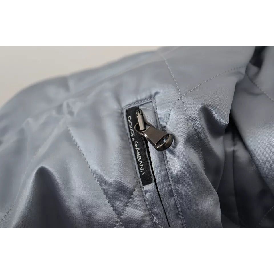Dolce & Gabbana Light Blue Nylon Bomber Coat Jacket for Elevation