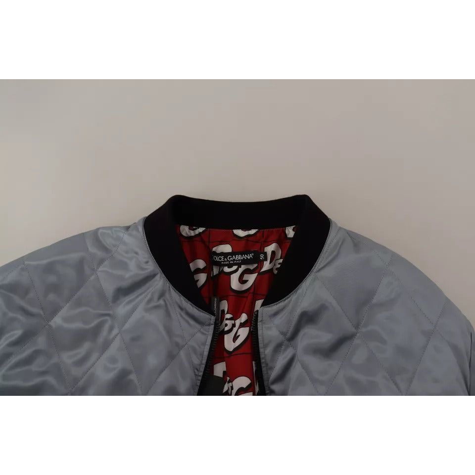 Dolce & Gabbana Light Blue Nylon Bomber Coat Jacket for Elevation