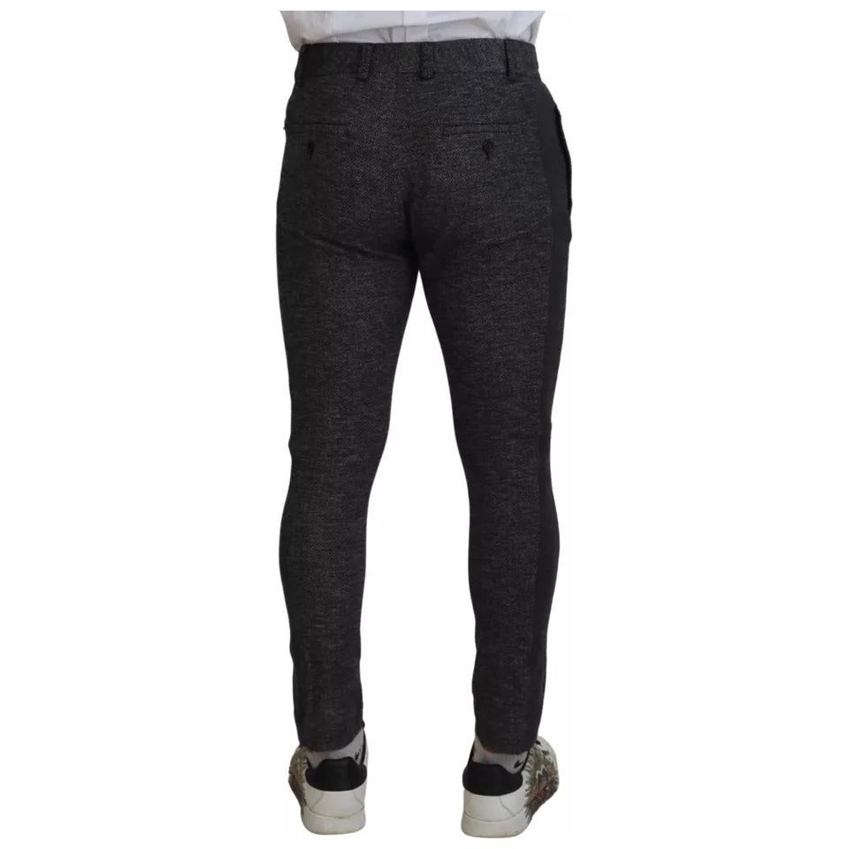 Dolce & Gabbana Gray Chevron Viscose Skinny Pants Luxe Design