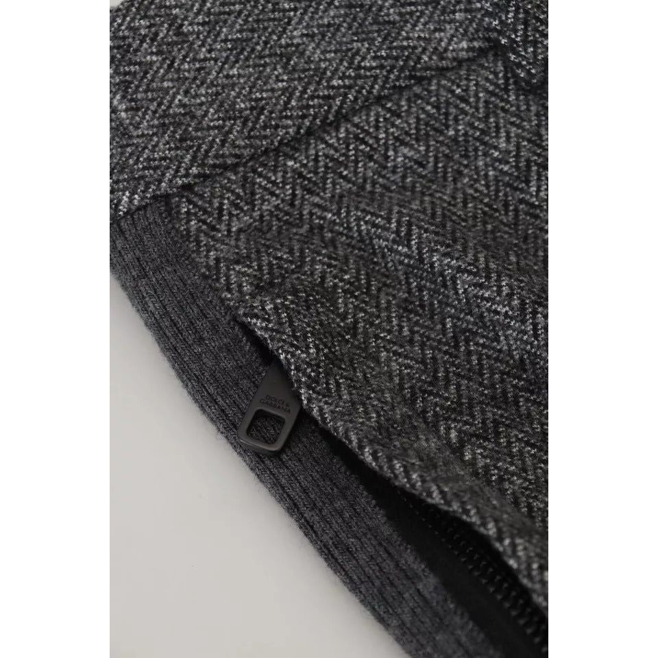 Dolce & Gabbana Gray Chevron Viscose Skinny Pants Luxe Design