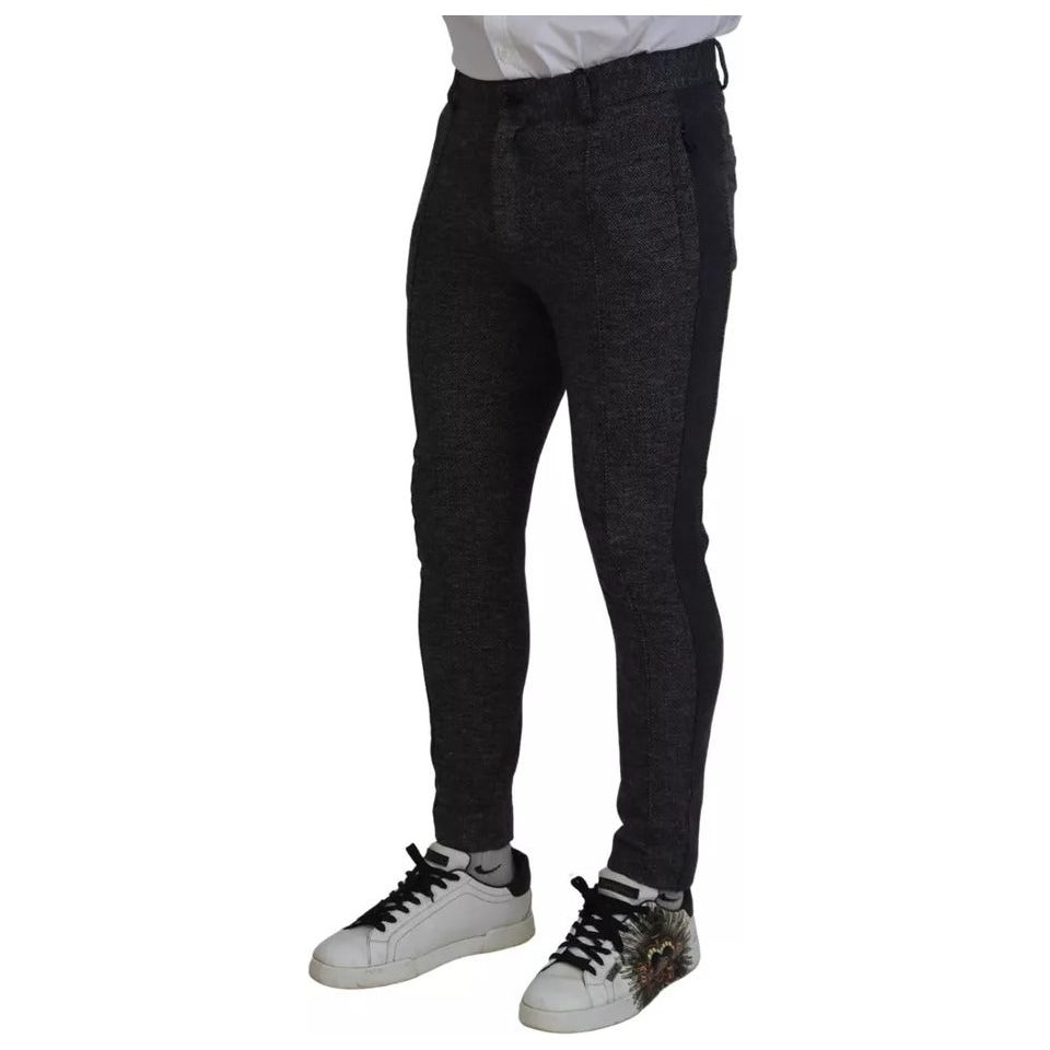 Dolce & Gabbana Gray Chevron Viscose Skinny Pants Luxe Design