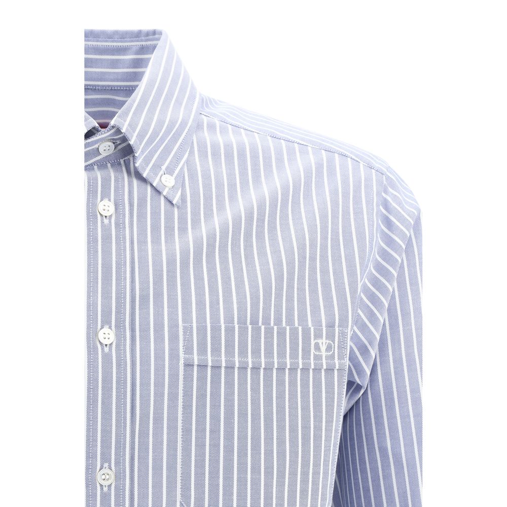 Valentino Blue Striped Cotton Shirt in Luxurious Cotton Elegance