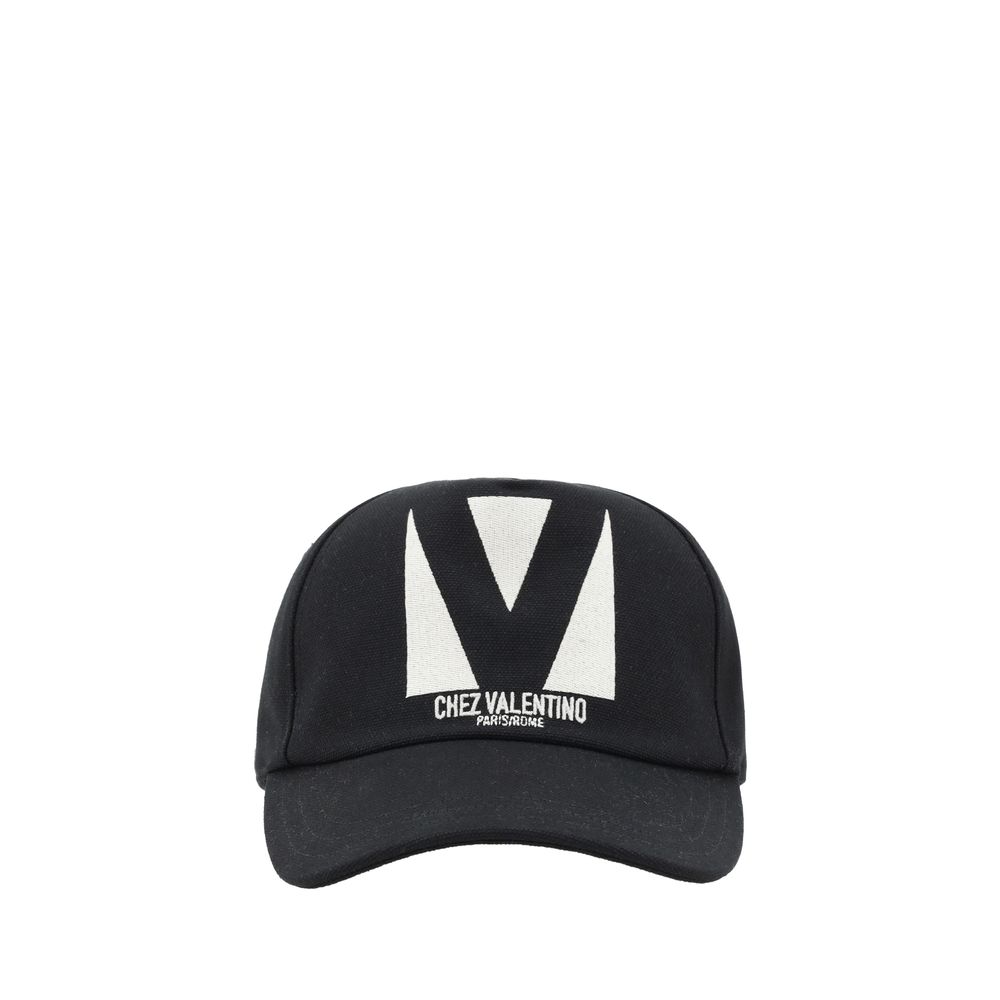 Valentino Black Cotton Baseball Hat for Luxe Styling