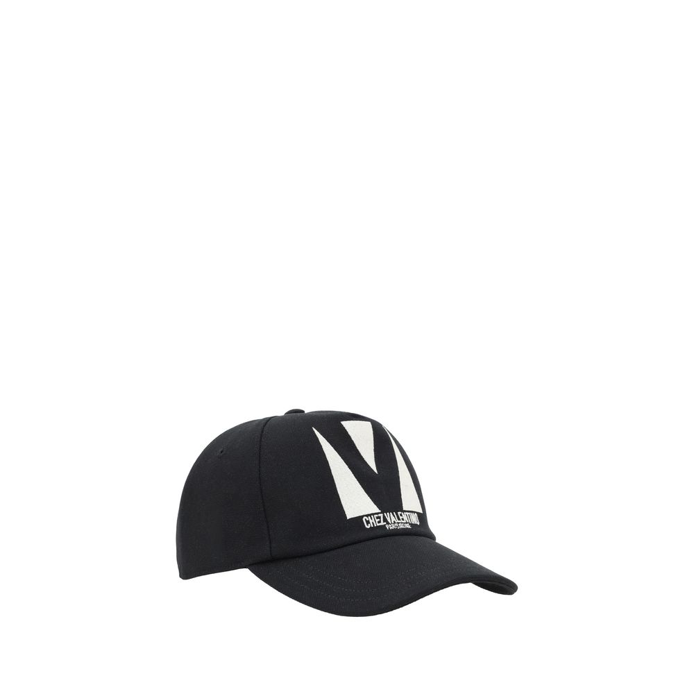 Valentino Black Cotton Baseball Hat for Luxe Styling