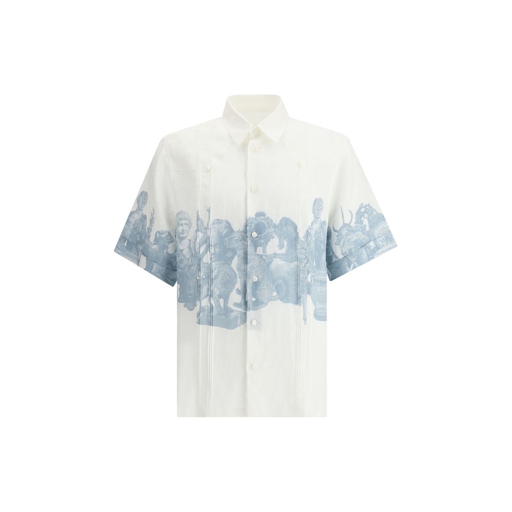 Givenchy White Linen Shirt with Hubert Object Print Detail