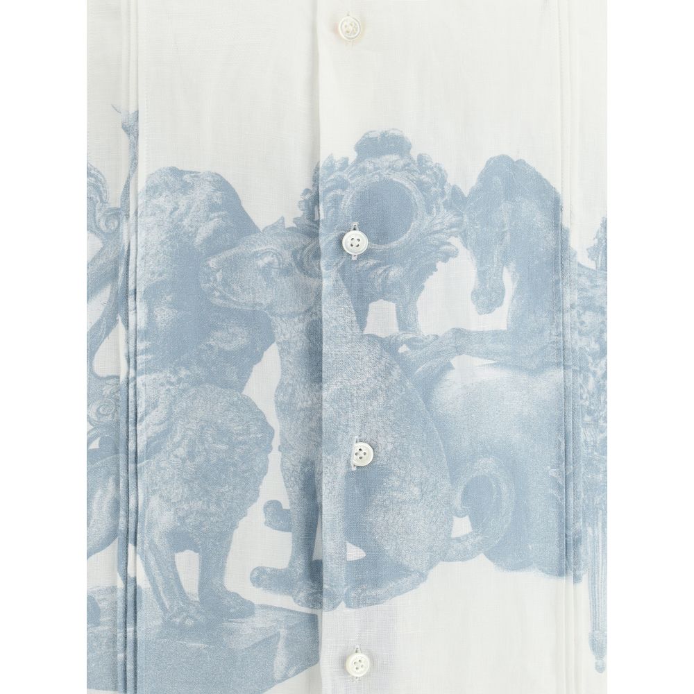 Givenchy White Linen Shirt with Hubert Object Print Detail