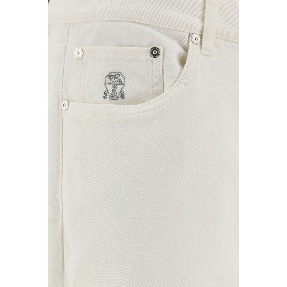 Brunello Cucinelli Blue Denim Jeans with Turn-Up Hem