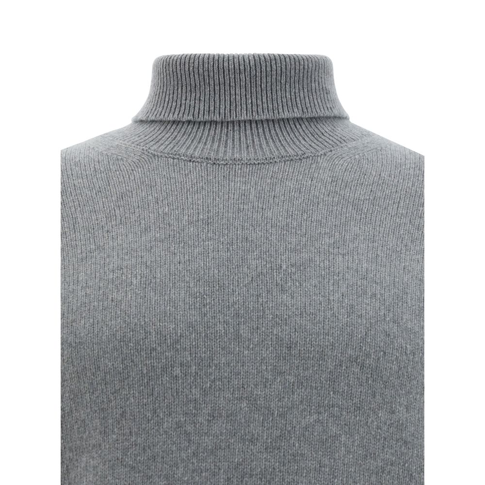 Aragona Grey Cashmere Turtleneck Sweater in Timeless Elegance