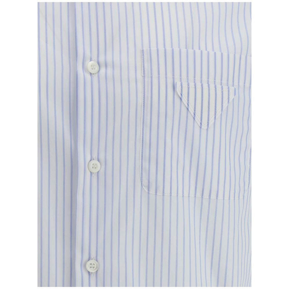 Prada Blue Cotton Striped Shirt: Timeless Elegance for Modern Wardrobes