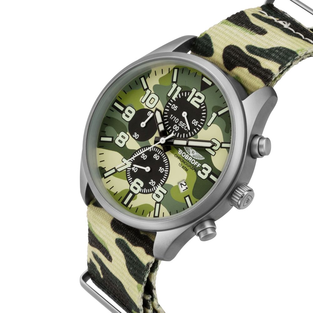 Bobroff Army Green Nylon Watch - Sophisticated Rugged Elegance
