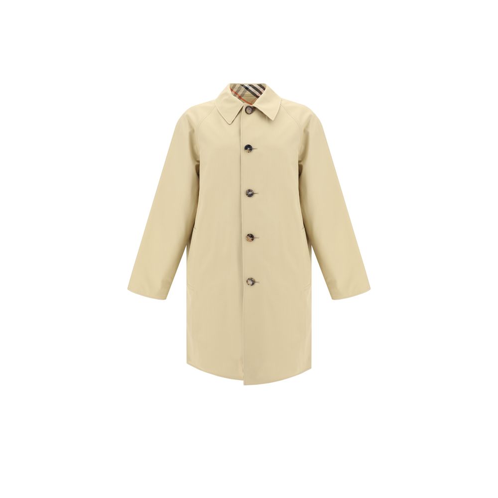 Burberry Black Cotton Reversible Coat with Check Pattern