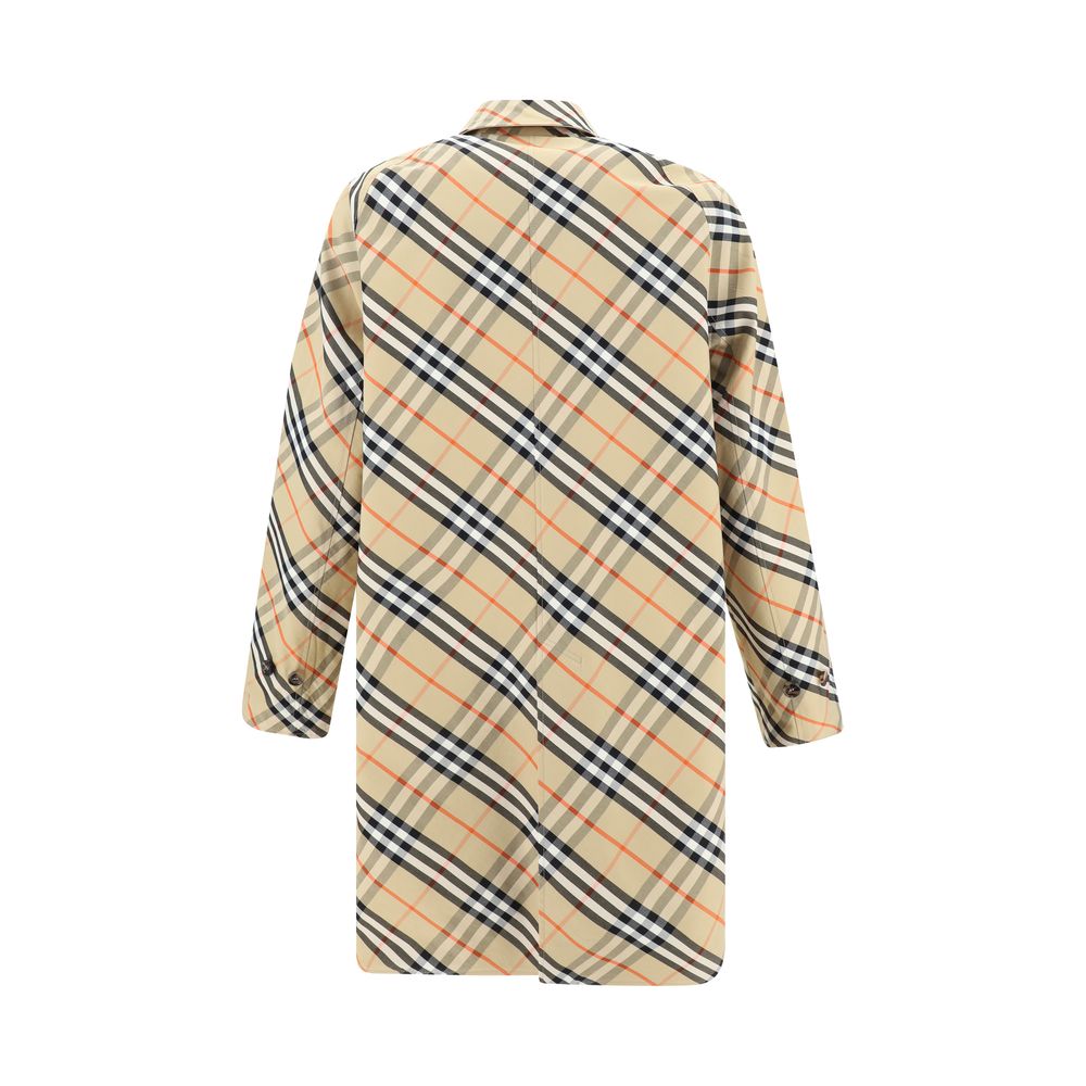 Burberry Black Cotton Reversible Coat with Check Pattern