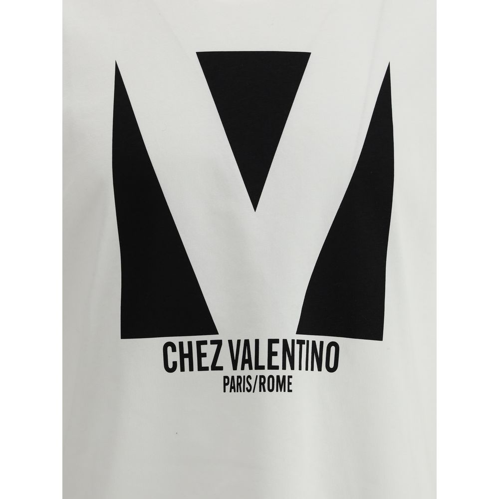 Valentino White Luxe Cotton Maxi Print T-Shirt