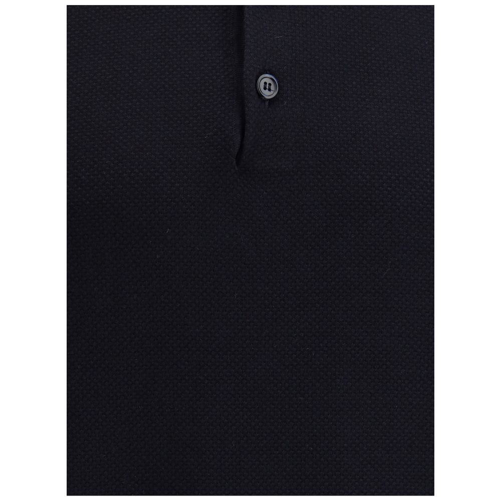 Brioni Navy Egyptian Cotton Polo Shirt Crafted for Timeless Elegance