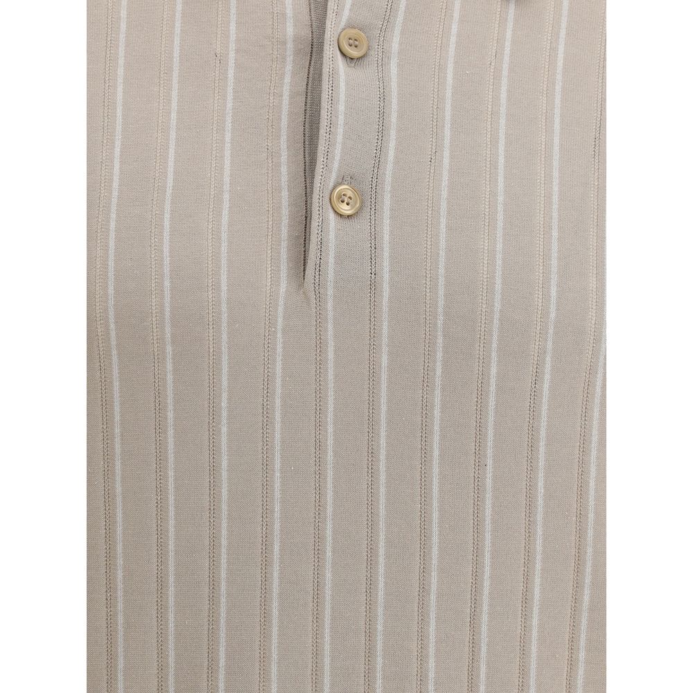 Brioni Navy Cotton Striped Polo Sweater for Timeless Elegance