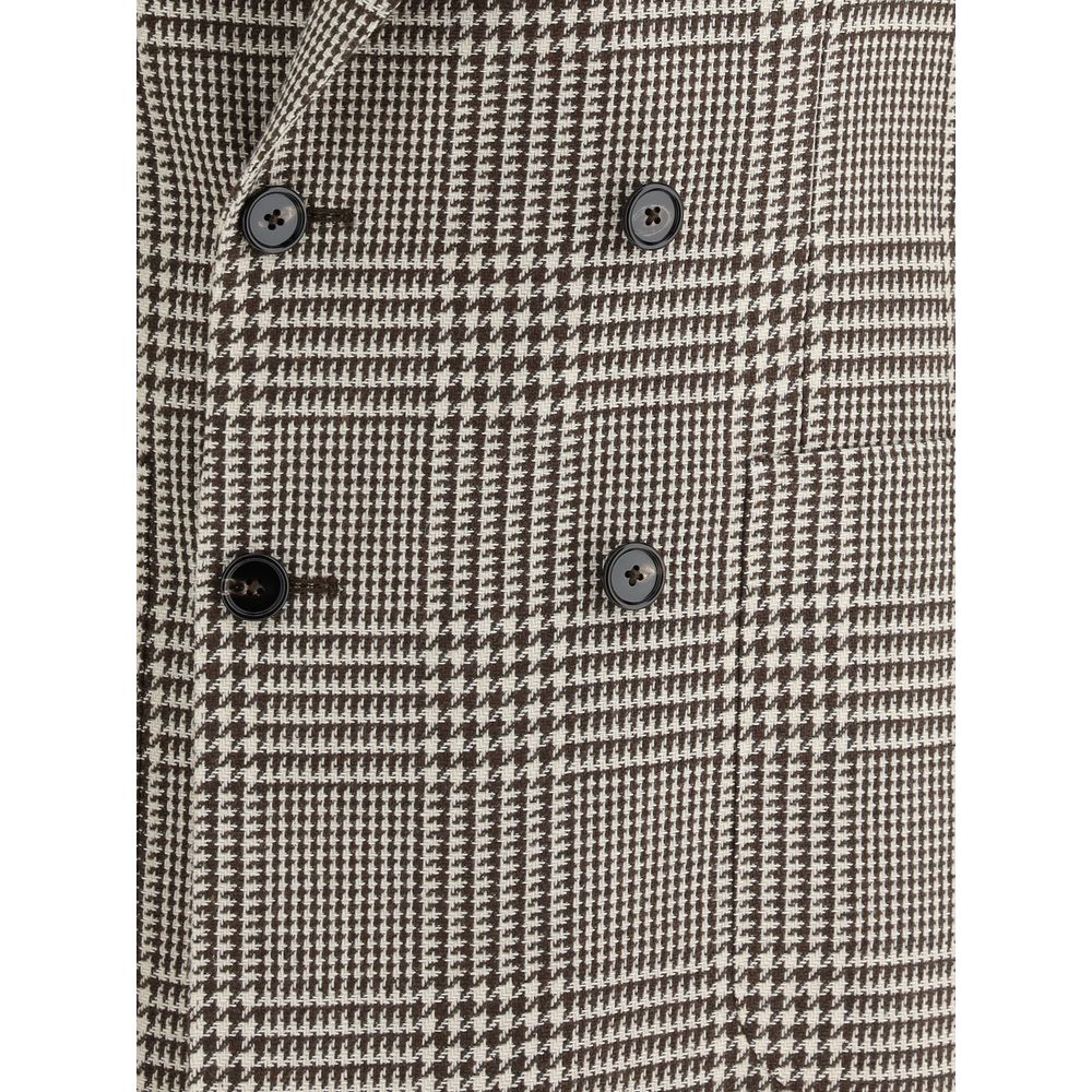 Tagliatore Grey Wool Houndstooth Jacket for Sophisticated Style