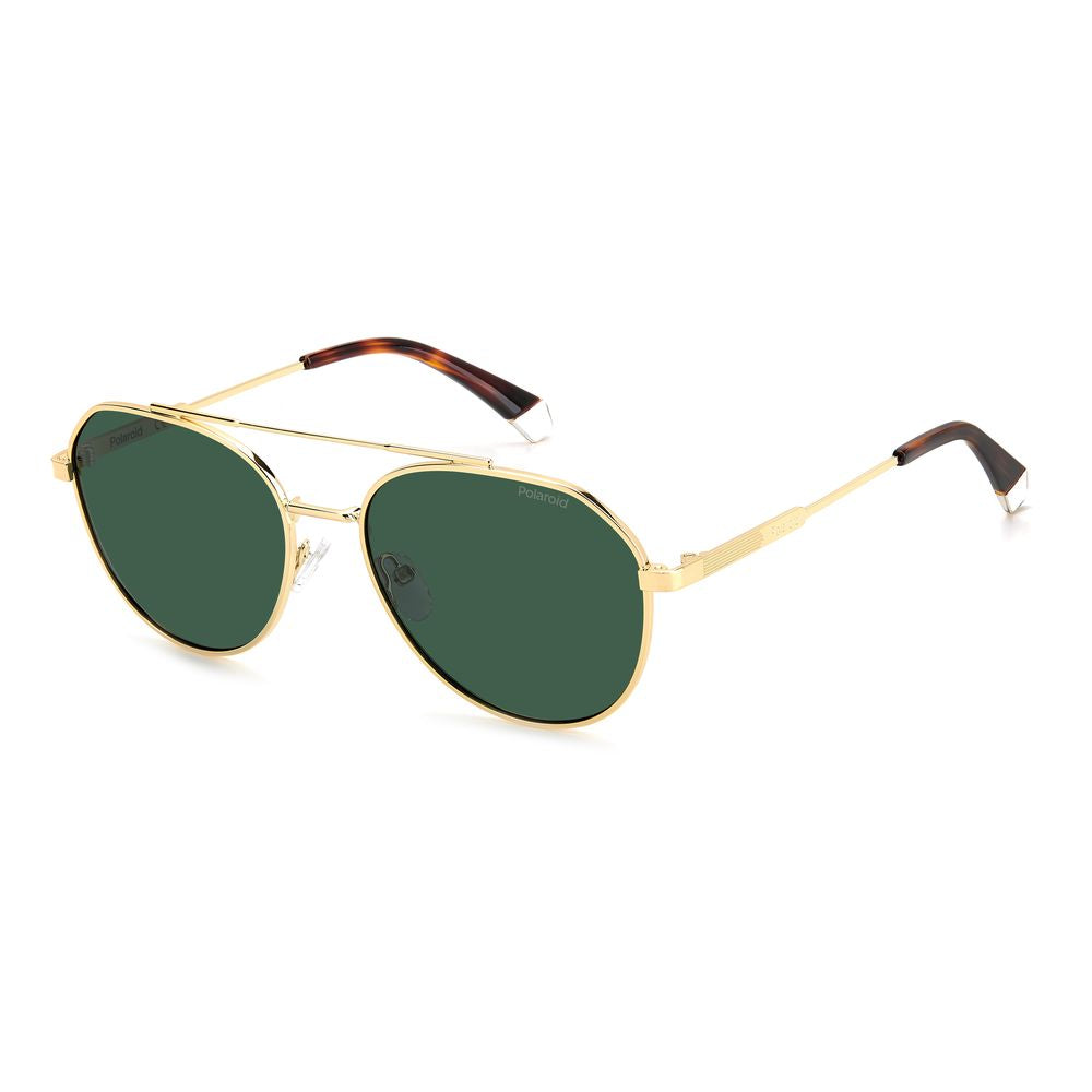 Polaroid Gold Stainless Steel Sunglasses with Timeless Elegance