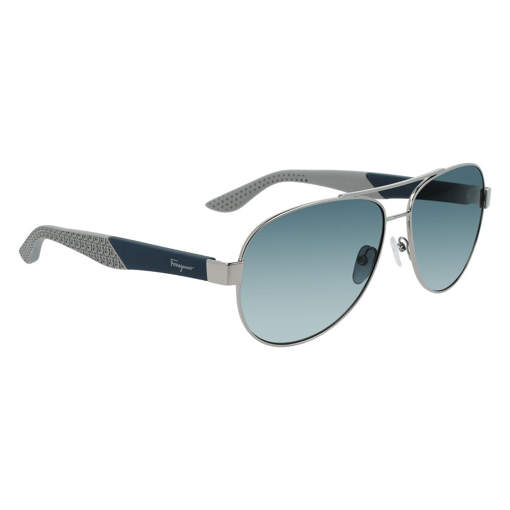 Ferragamo Gray Metal Sunglasses with Iconic Elegance
