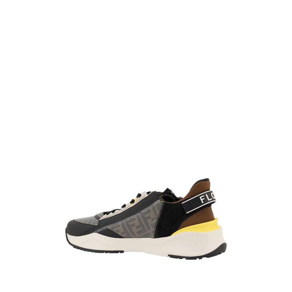Fendi White Leather Flow Sneakers - Luxurious Footwear Elegance