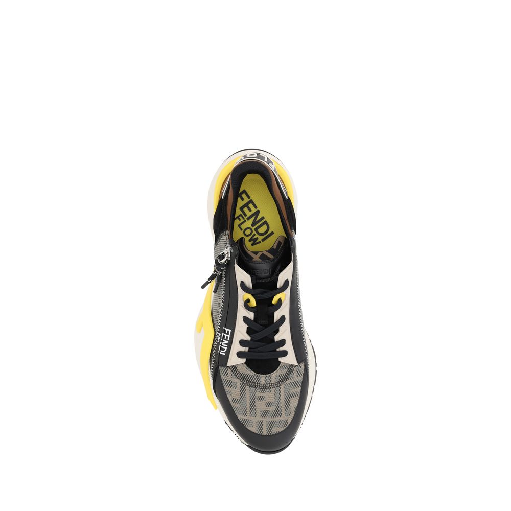 Fendi White Leather Flow Sneakers - Luxurious Footwear Elegance