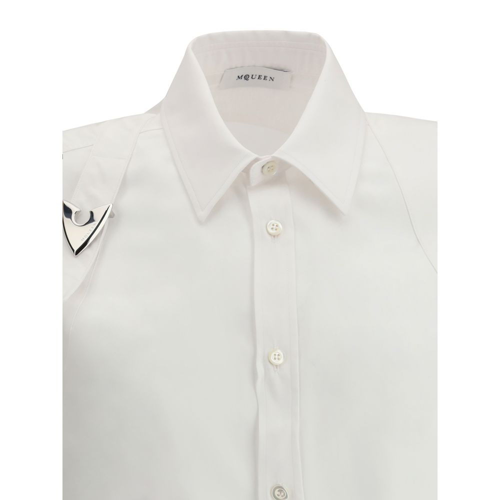 Alexander McQueen White Cotton Buckle Shirt - Modern Sophistication