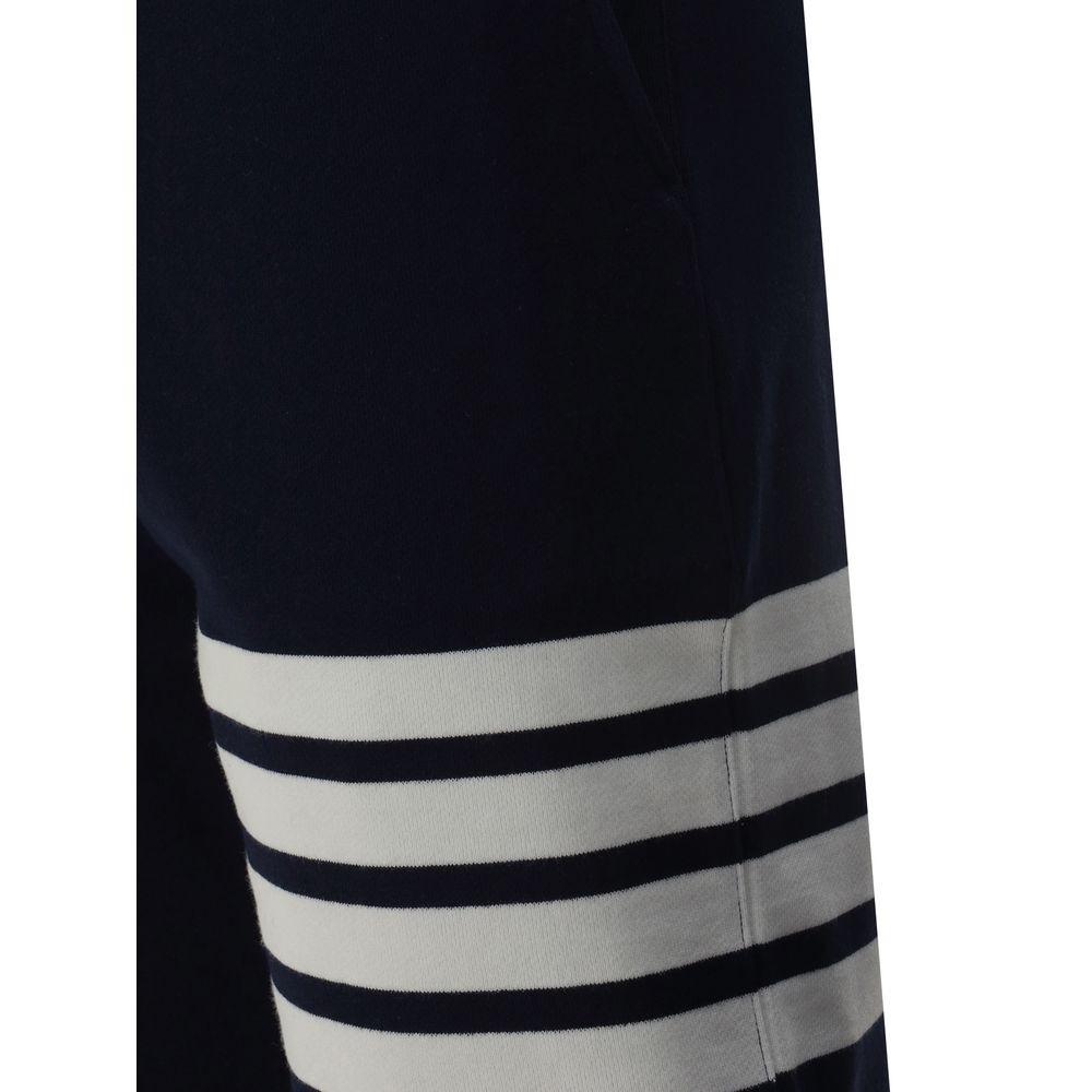 Thom Browne Navy Cotton Bermuda Shorts with Iconic Striped Detail