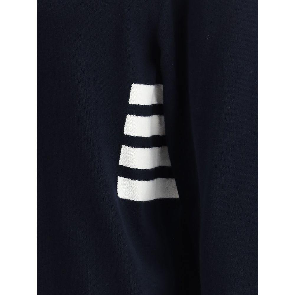 Thom Browne Grey Cotton Sweater with Iconic Bands