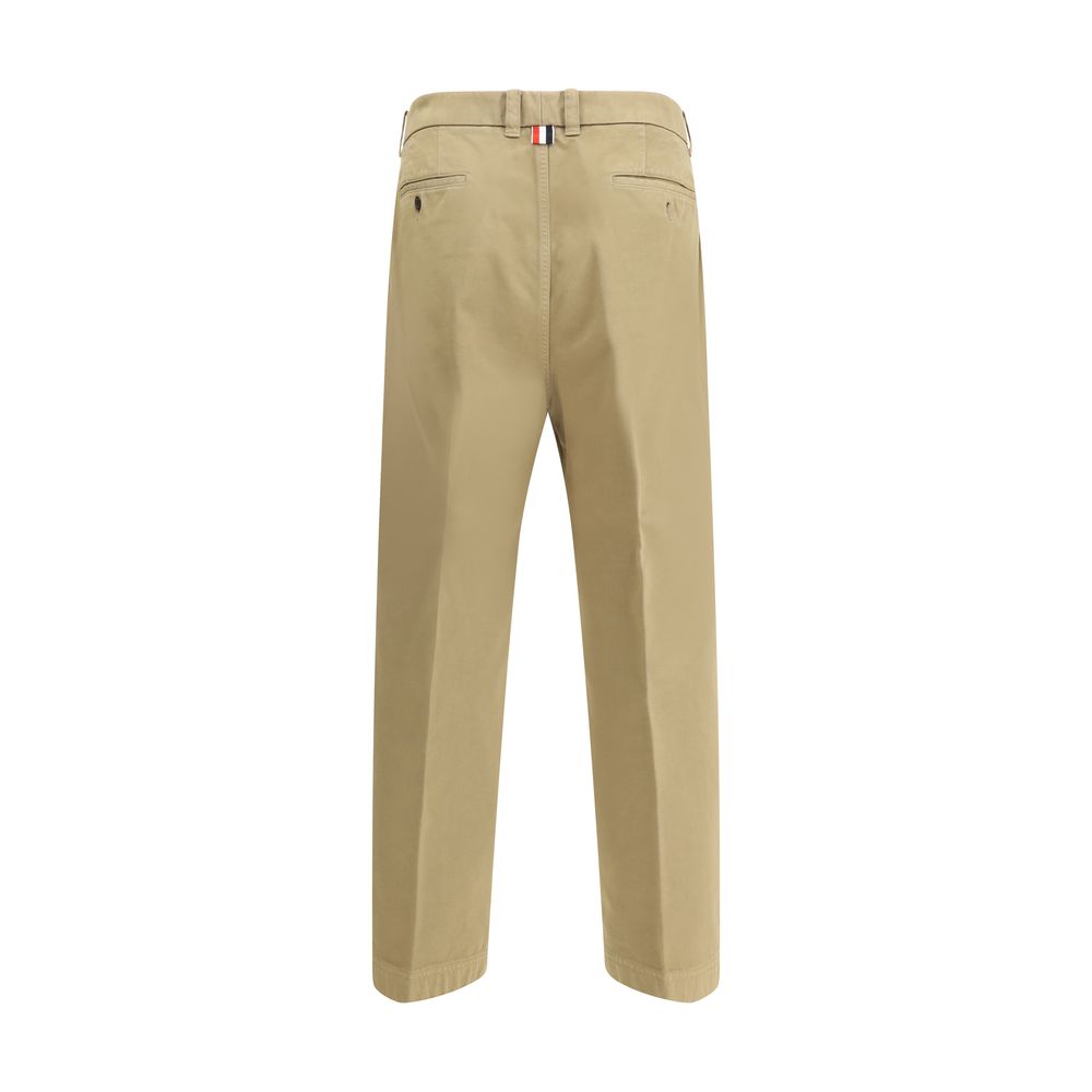 Thom Browne Grey Cotton Pants for Effortless Sophistication