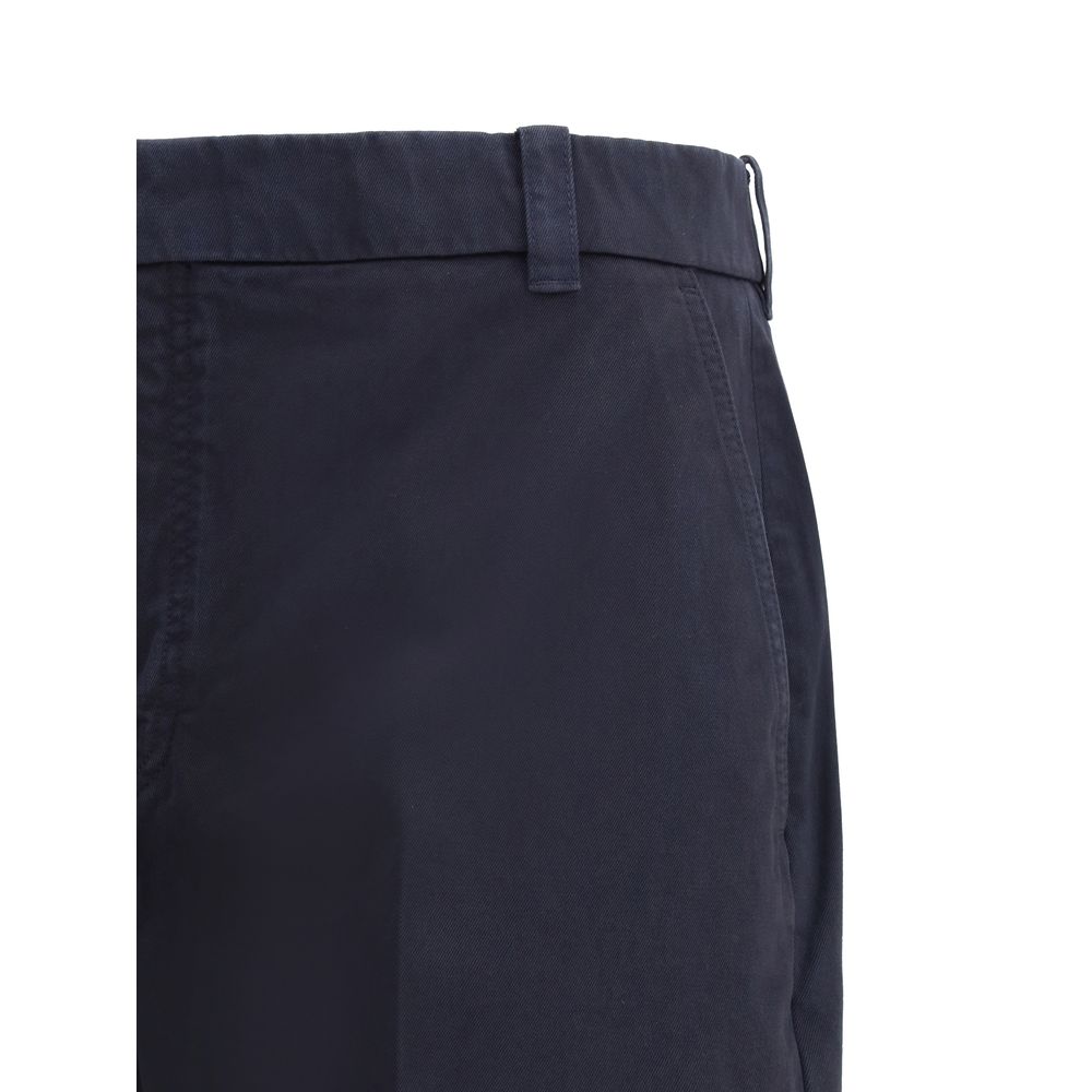 Thom Browne Navy Cotton Pants for Effortless Elegance