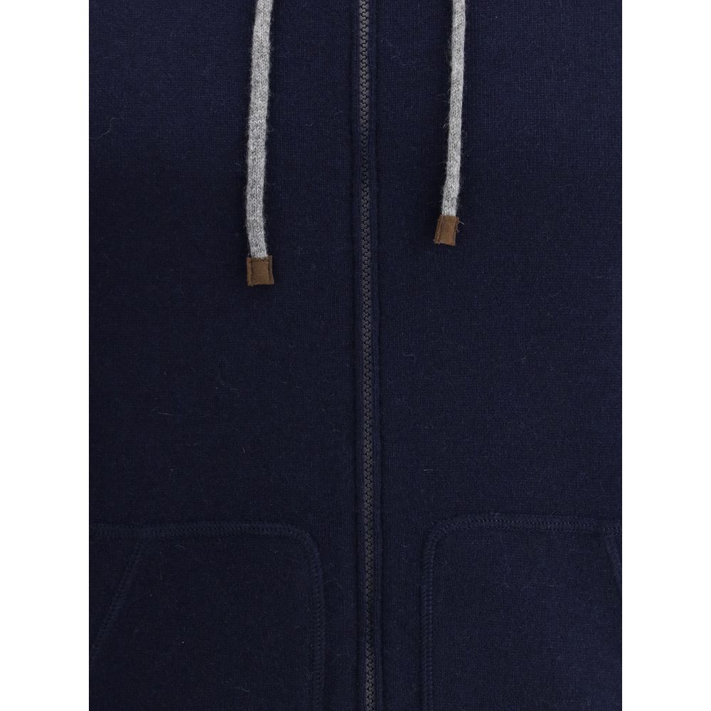 Brunello Cucinelli Grey Cashmere Hoodie in Luxurious Elegance