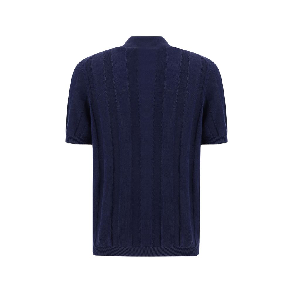 Brunello Cucinelli Navy Premium Linen Polo Shirt