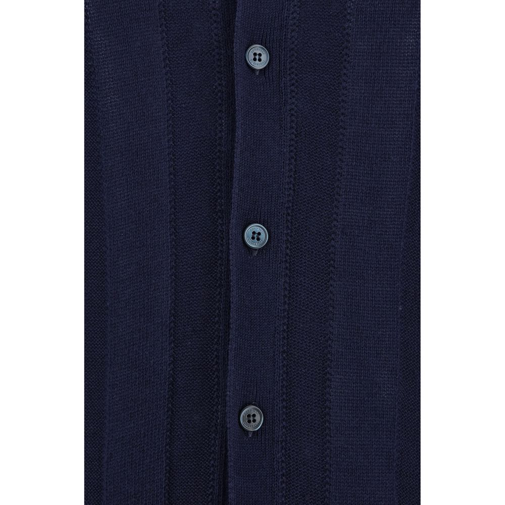 Brunello Cucinelli Navy Premium Linen Polo Shirt