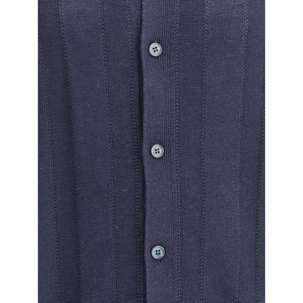 Brunello Cucinelli Navy Premium Linen Polo Shirt