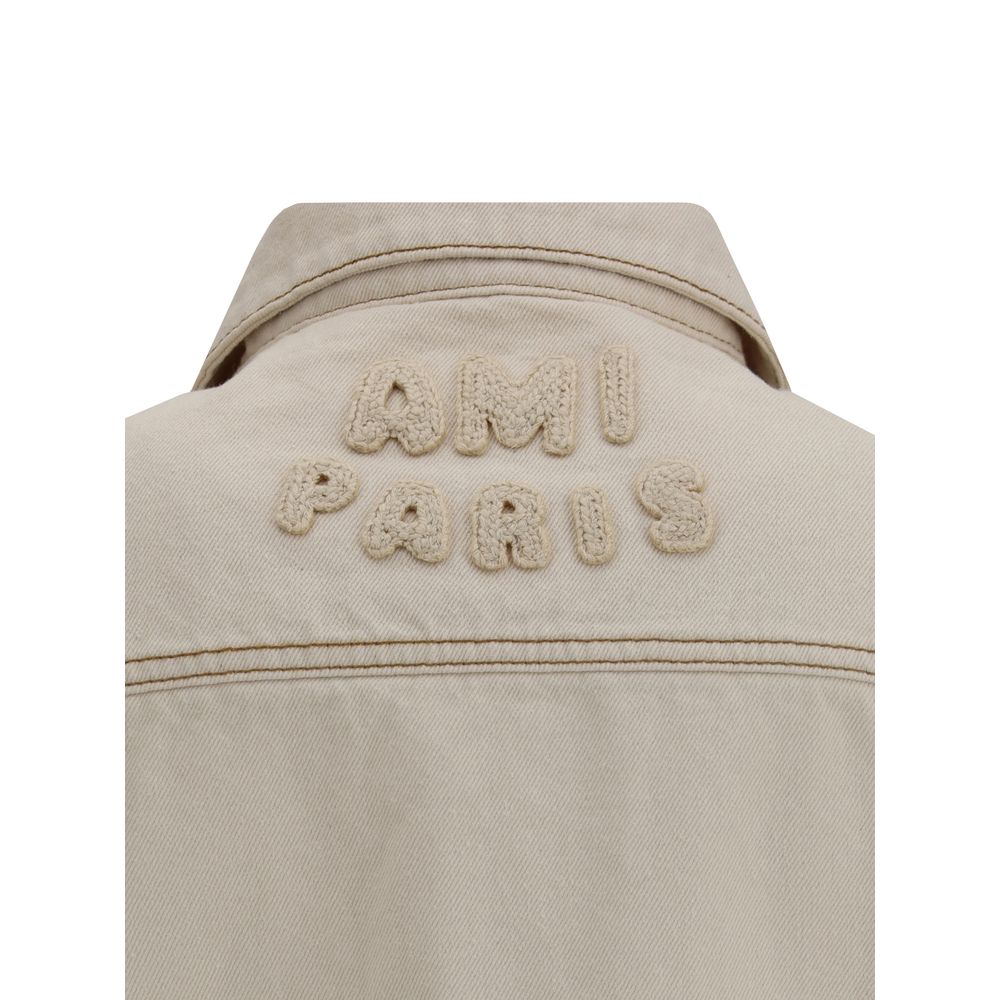 Ami Paris Blue Cotton Denim Jacket for Elevated Casual Elegance