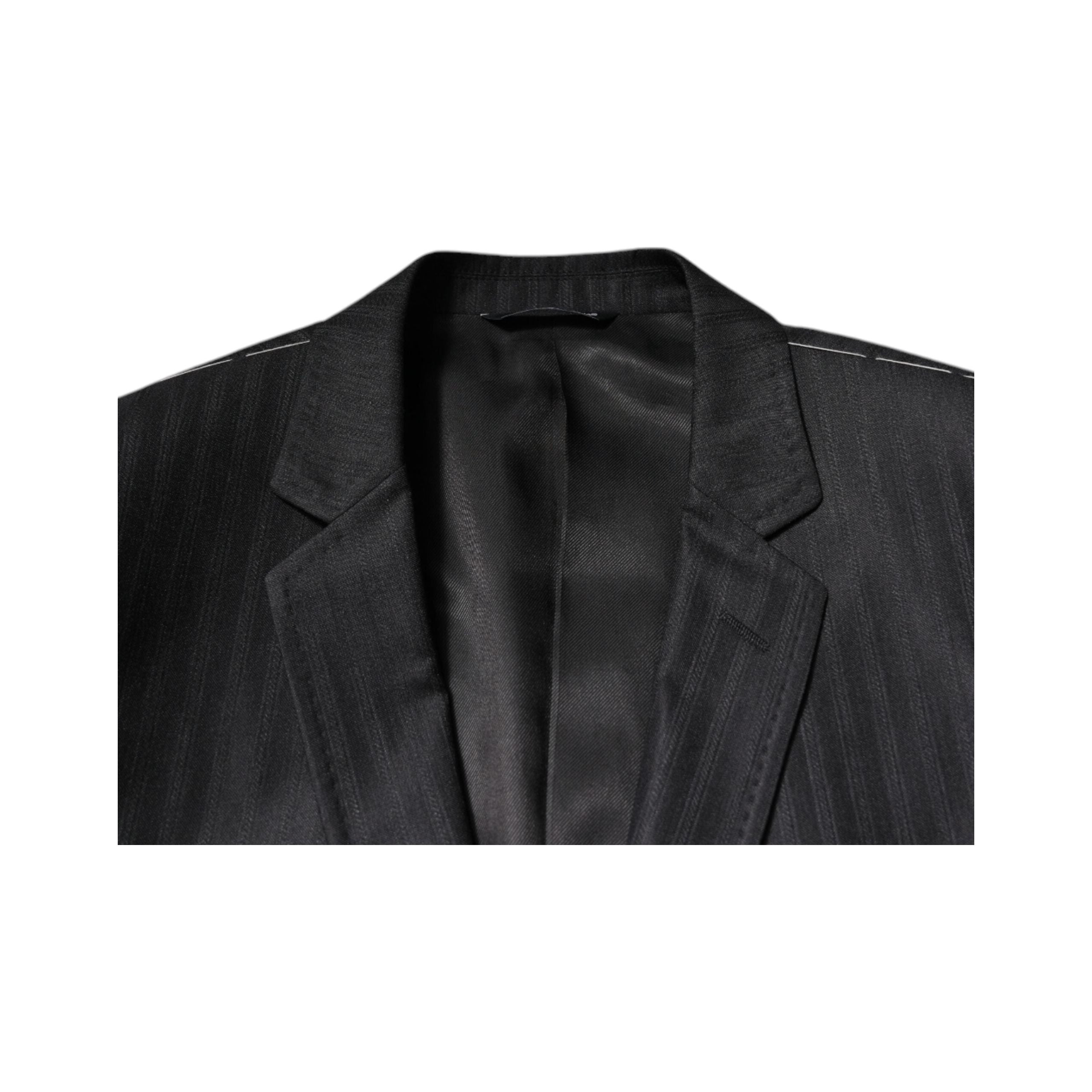 Dolce & Gabbana Black Stripe Wool Single Breasted Blazer