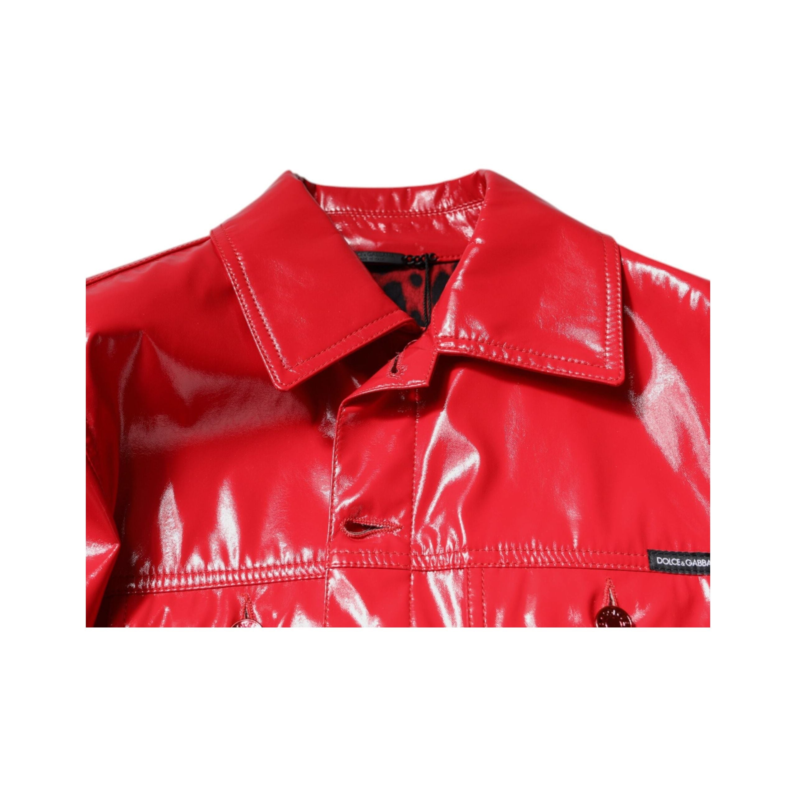 Dolce & Gabbana Red Cotton Button Down Collared Jacket
