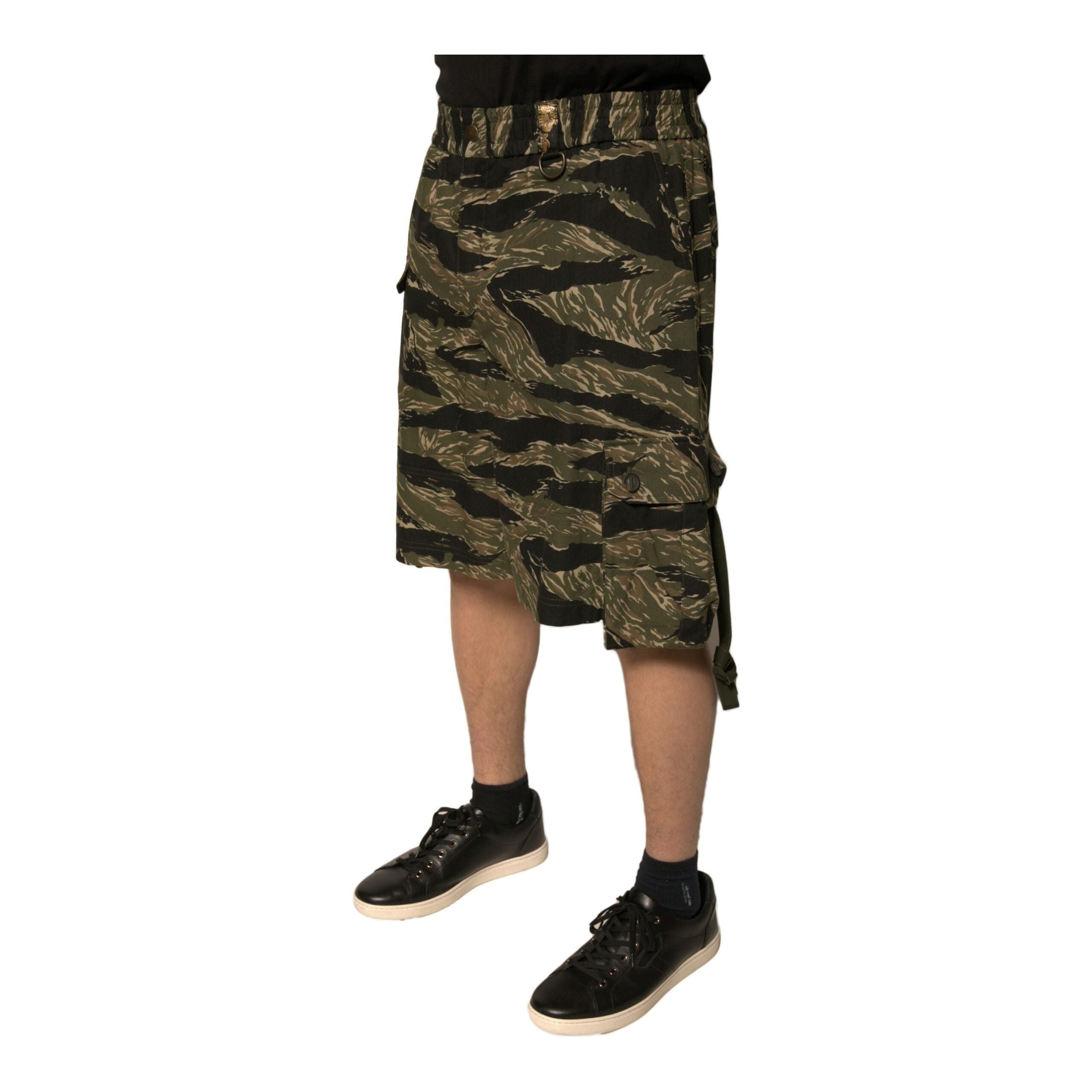 Dolce & Gabbana Black Gold Patterned Cotton Bermuda Shorts
