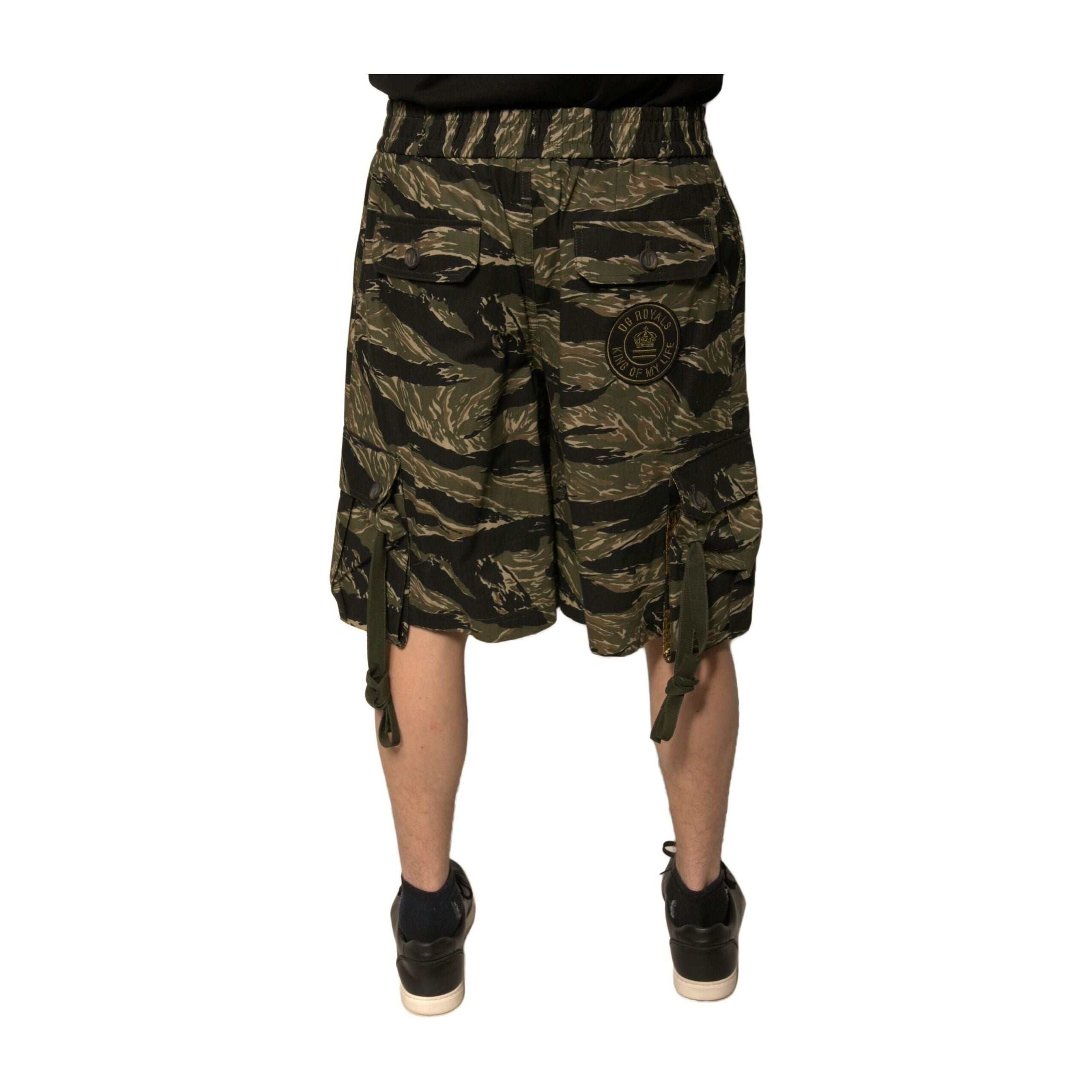 Dolce & Gabbana Black Gold Patterned Cotton Bermuda Shorts