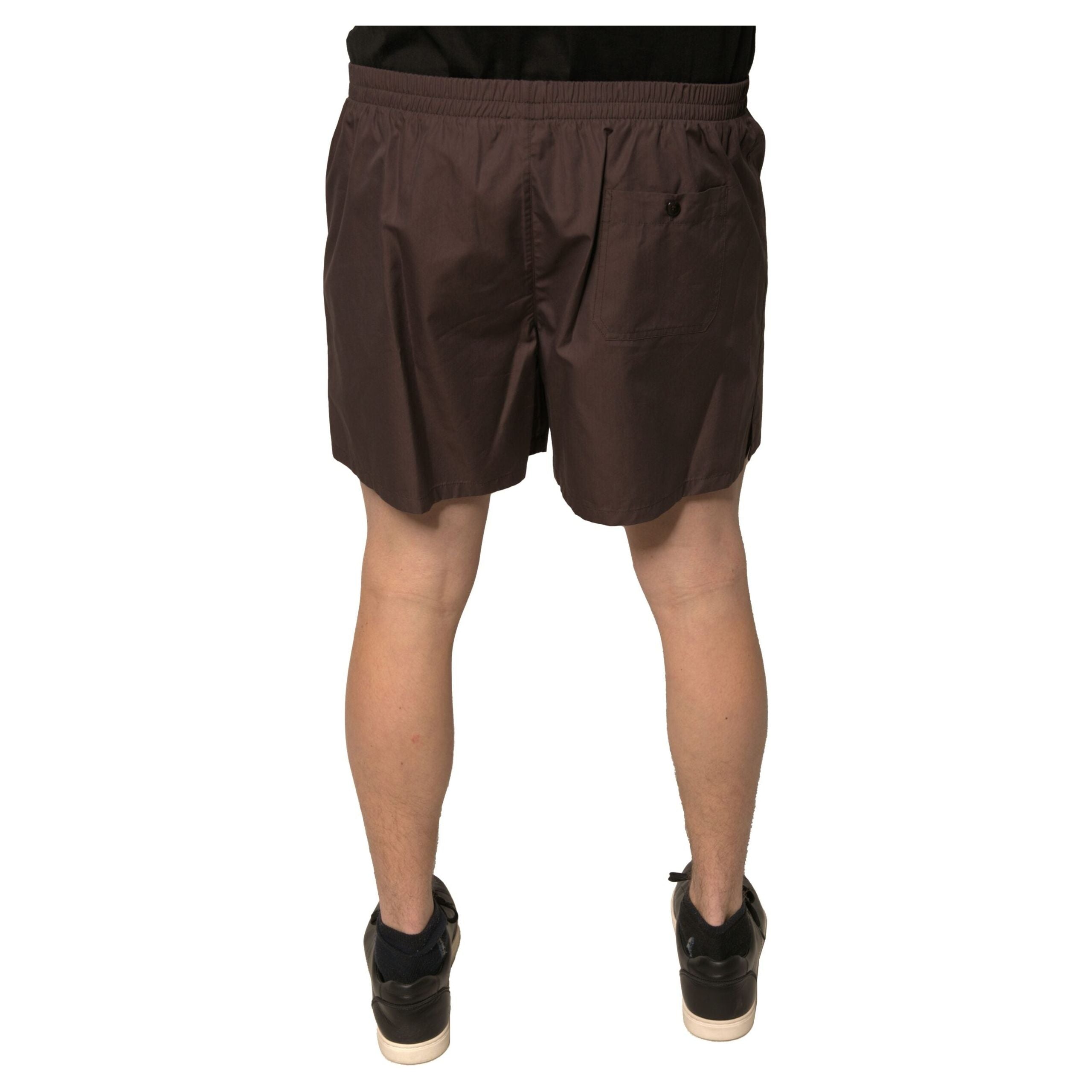 Dolce & Gabbana Brown Cotton Blend Mid Waist Shorts