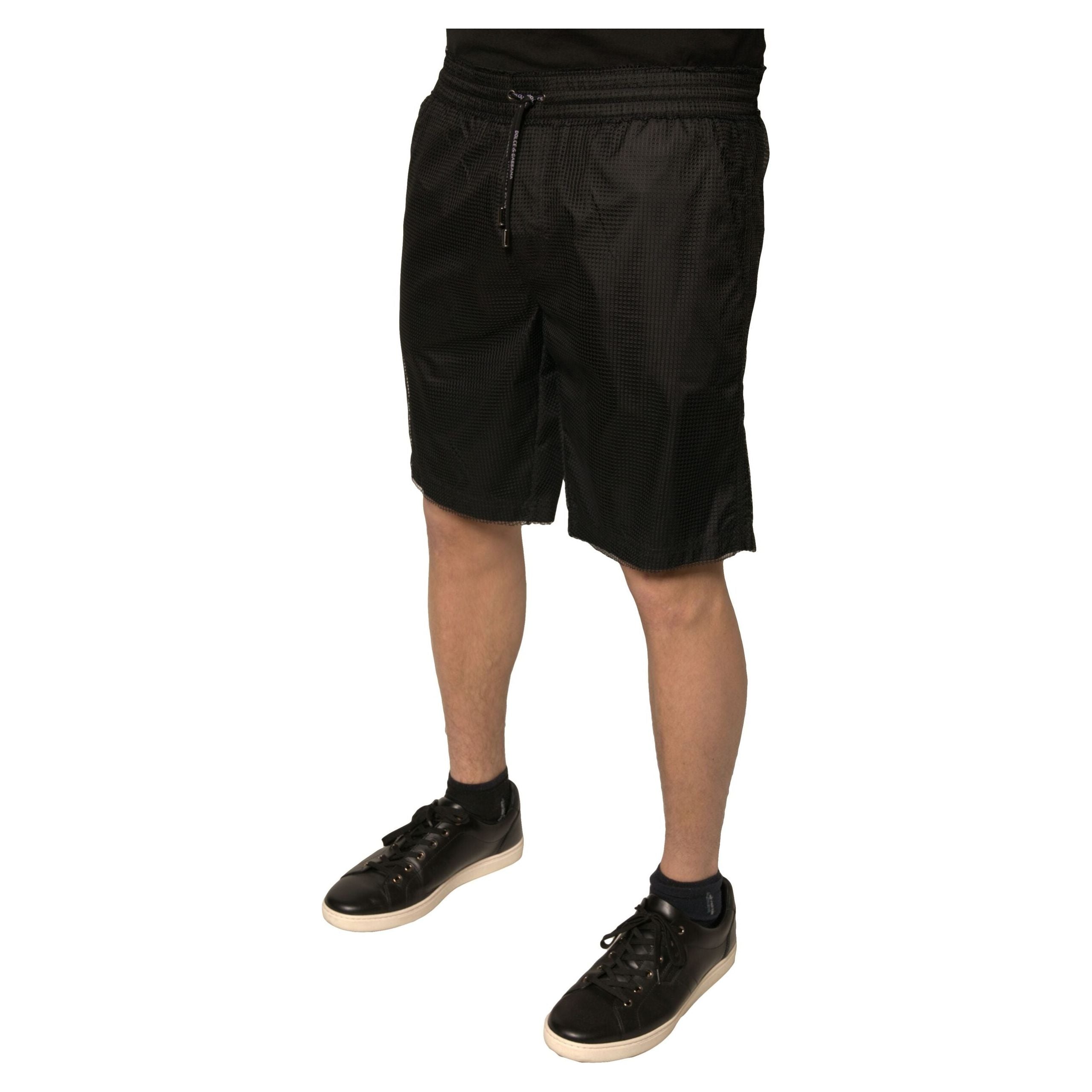 Dolce & Gabbana Black Jersey Mid Waist Shorts