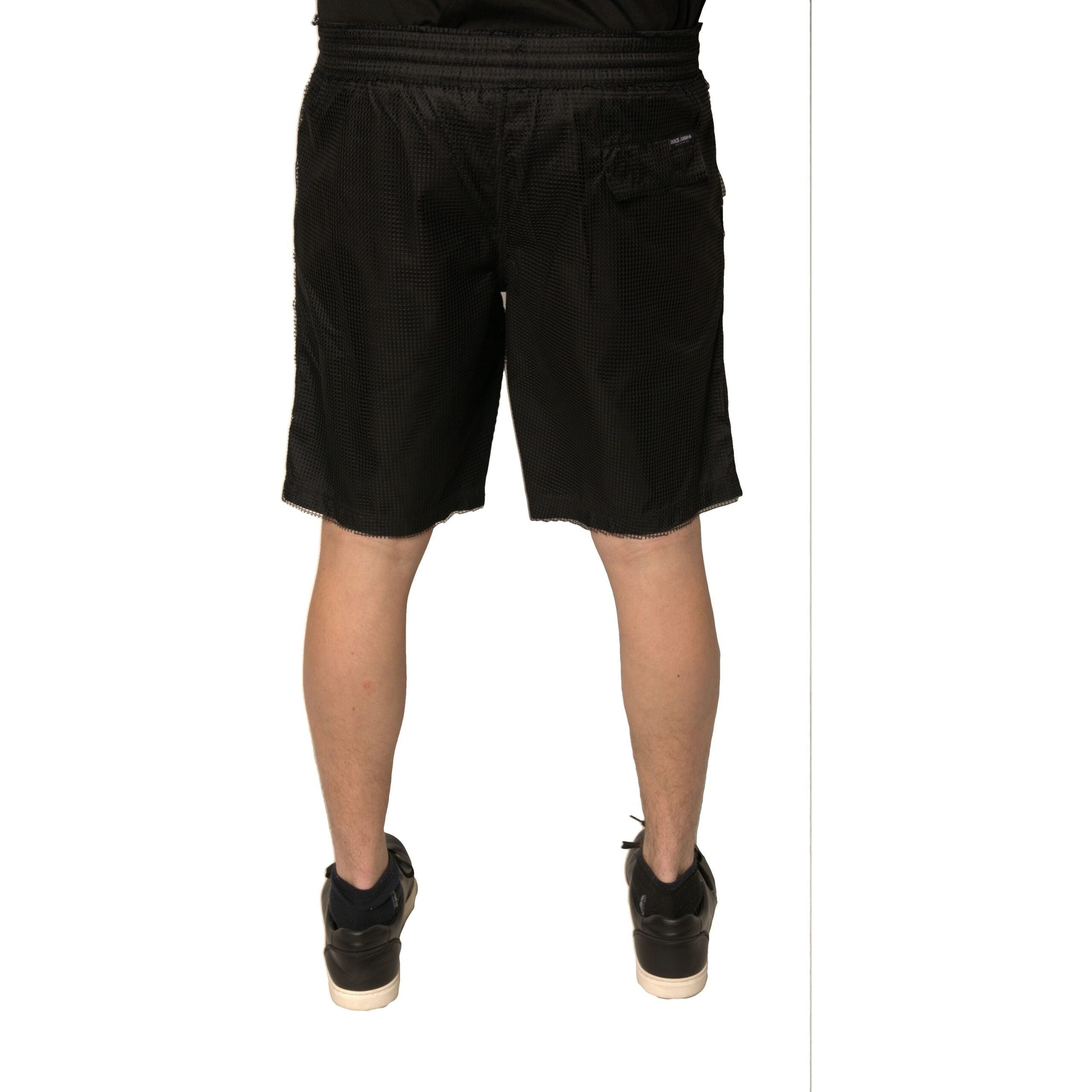 Dolce & Gabbana Black Jersey Mid Waist Shorts
